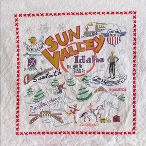 Cat Studio Embroidered Sun Valley Dish Towel Ski Idaho Colorful Kitchen Linen